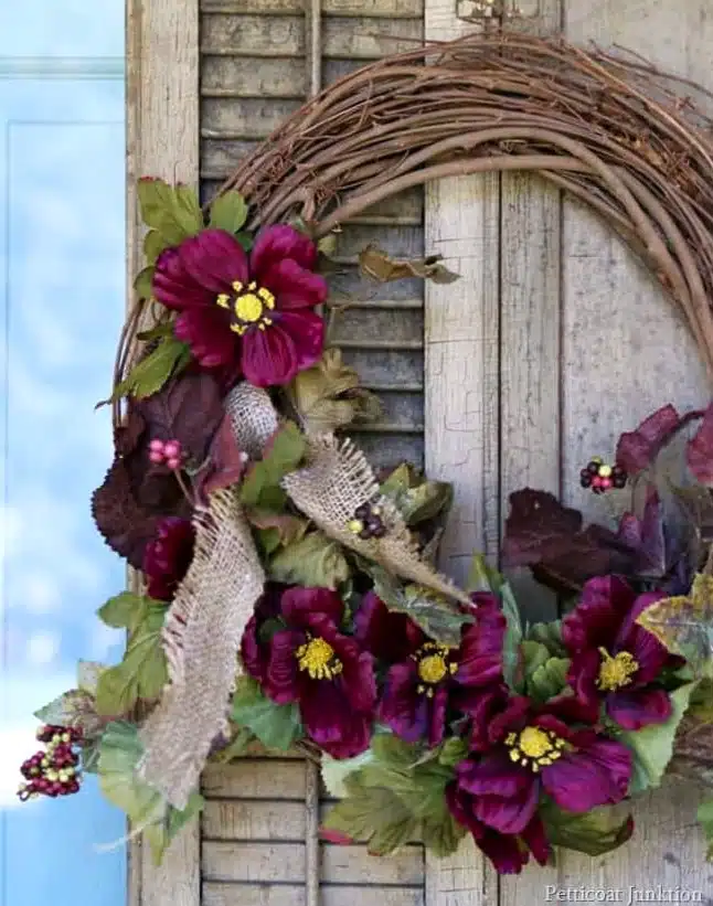 Use a vintage shutter to make a wreath