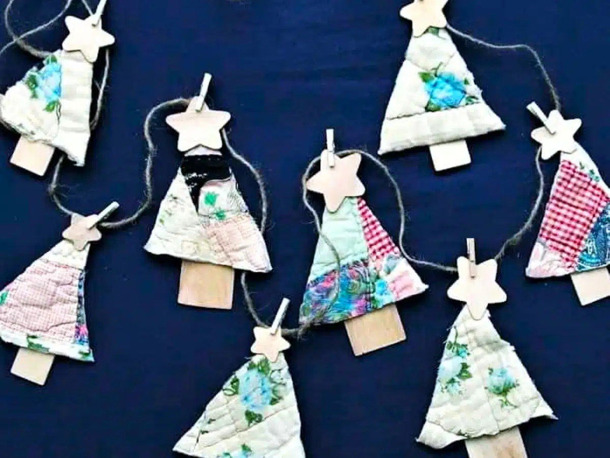Upcycled Christmas Tree Ornaments Made From An Old Quilt