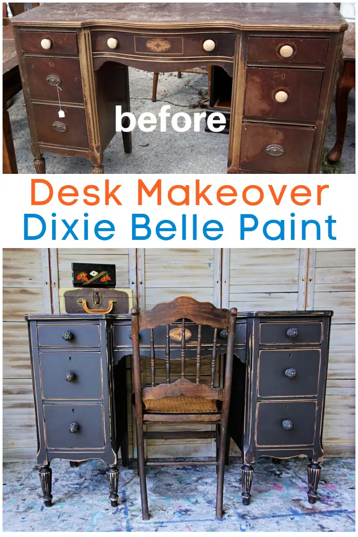 Desk makeover with Dixie Belle Paint