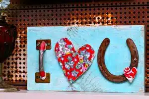 i love you sign made with reclaimed items