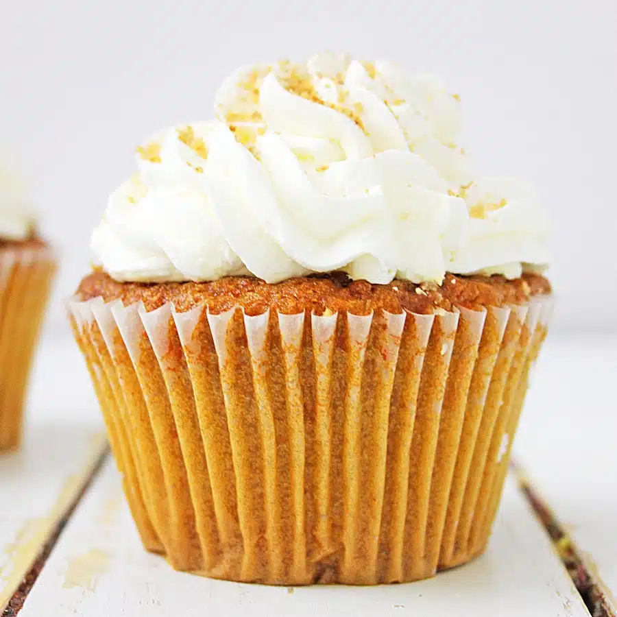 carrot cake cupcakes with cream cheese and pineapple filling