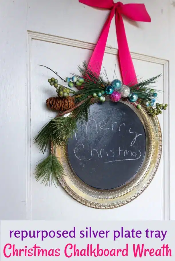 How to repurpose silver plate into a chalkboard wreath