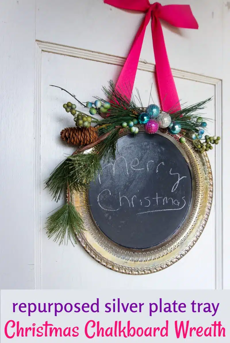 elegant diy silver plate tray chalkboard wreath