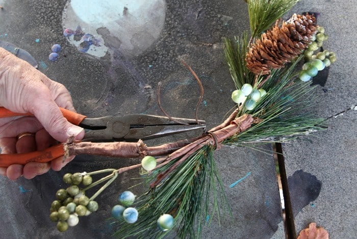 how to wire greenery together to make a wreath