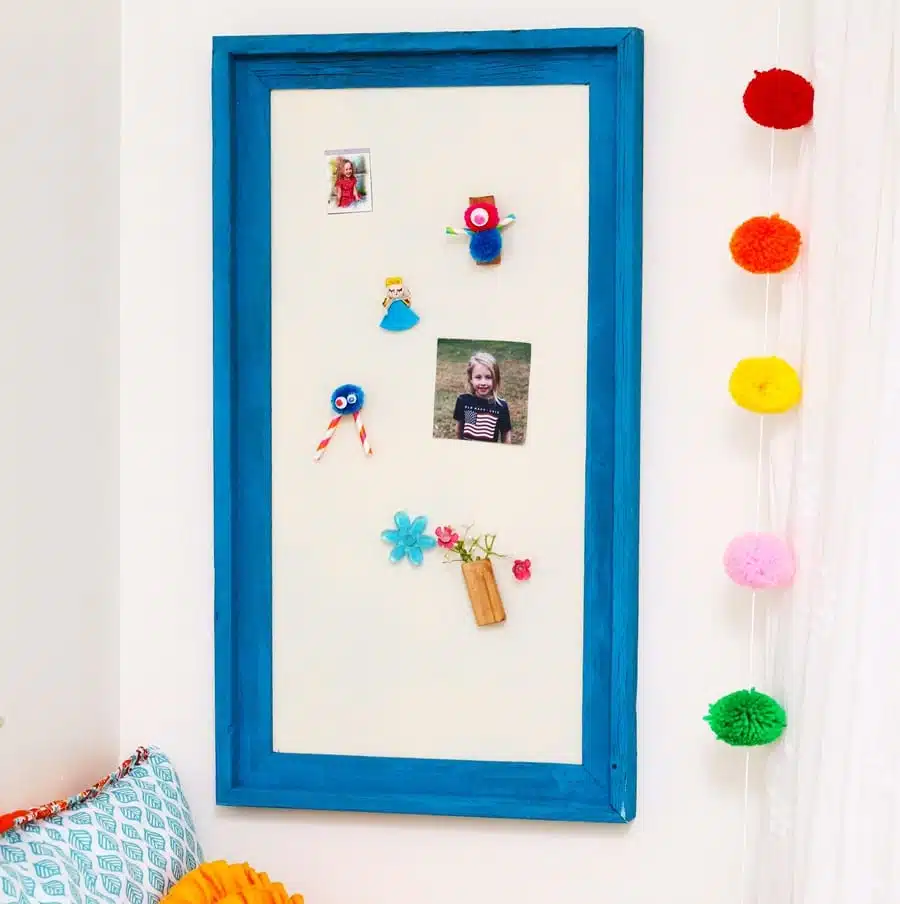 Wood Framed Magnetic Board Paint Makeover With DIY Magnets