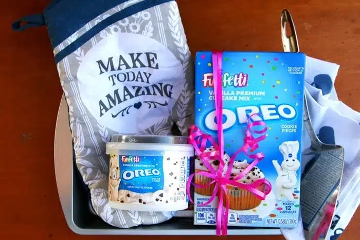 Funfetti Dollar Tree Gift Basket Idea For Home Bakers