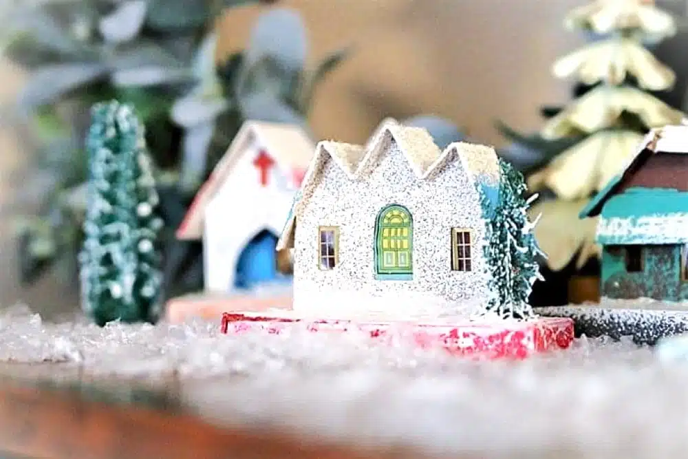 Whimsical Vintage Putz Houses Christmas Display
