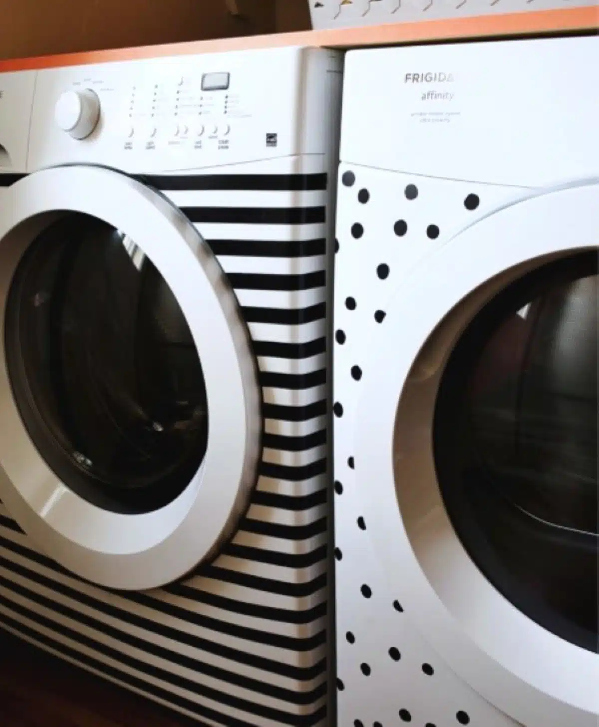 black electrical tape to decorate washer and dryer