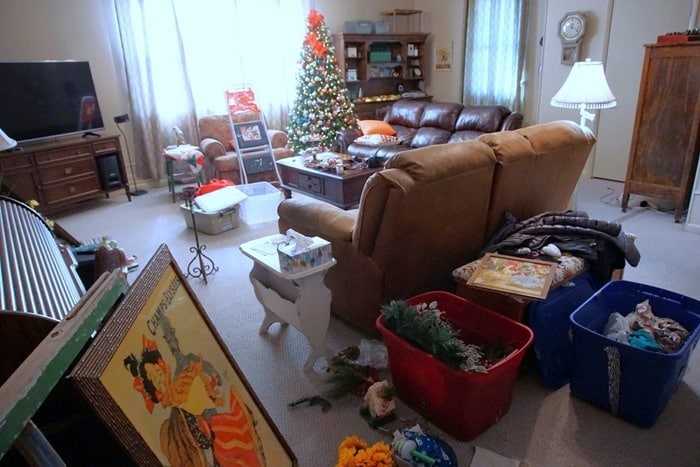 the mess while decorating for Christmas Petticoat Junktion (2)