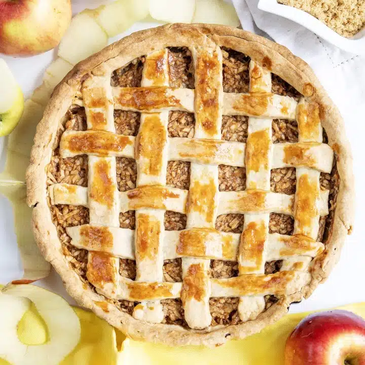 Homemade lattice top apple pie 