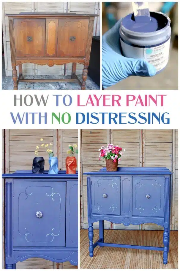 Furniture with two layers of blue paint