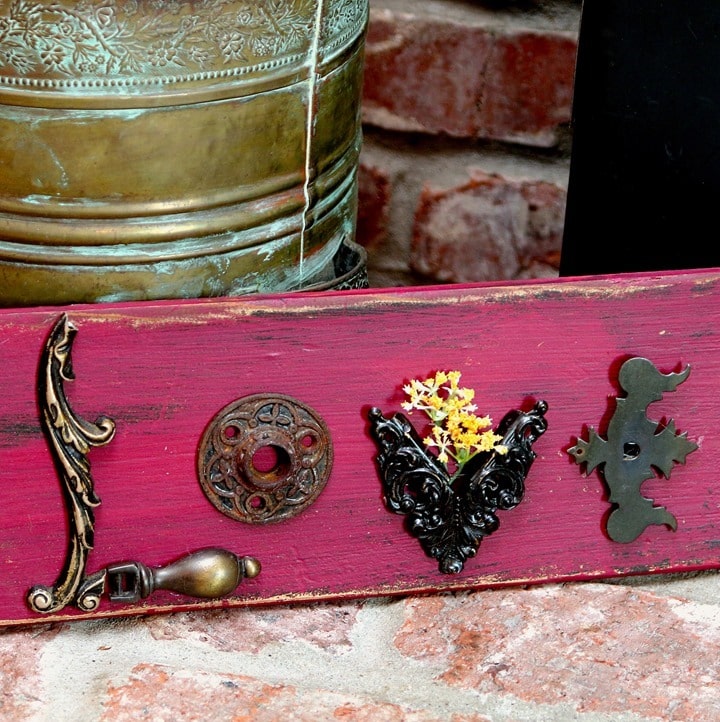 old hardware and reclaimed wood sign