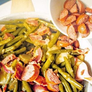 smothered green beans with andouille sausage