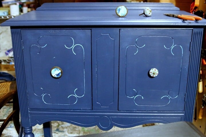 trying different knobs for a furniture makeover