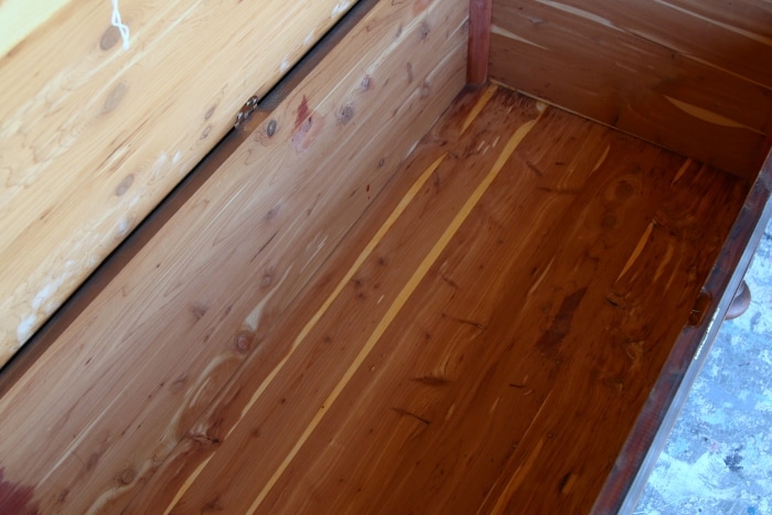 inside of a cedar chest