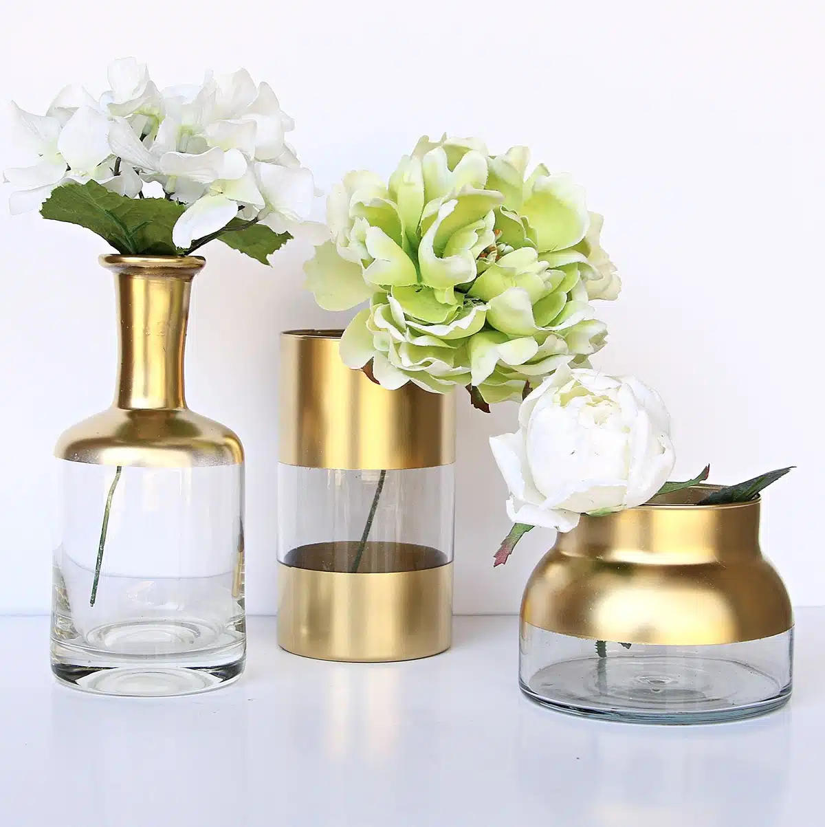 metallic gold spray painted vases 1