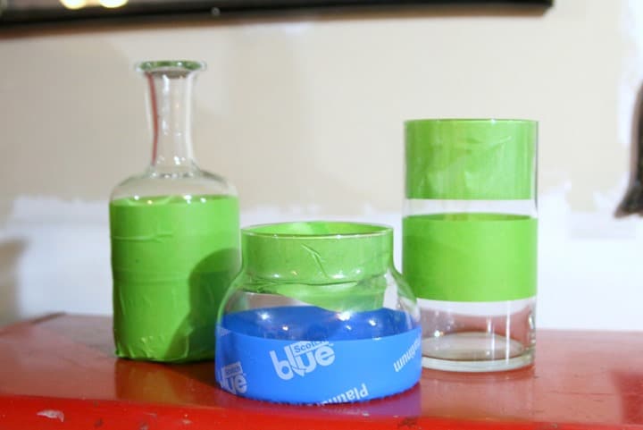 painters tape for spray painting vases