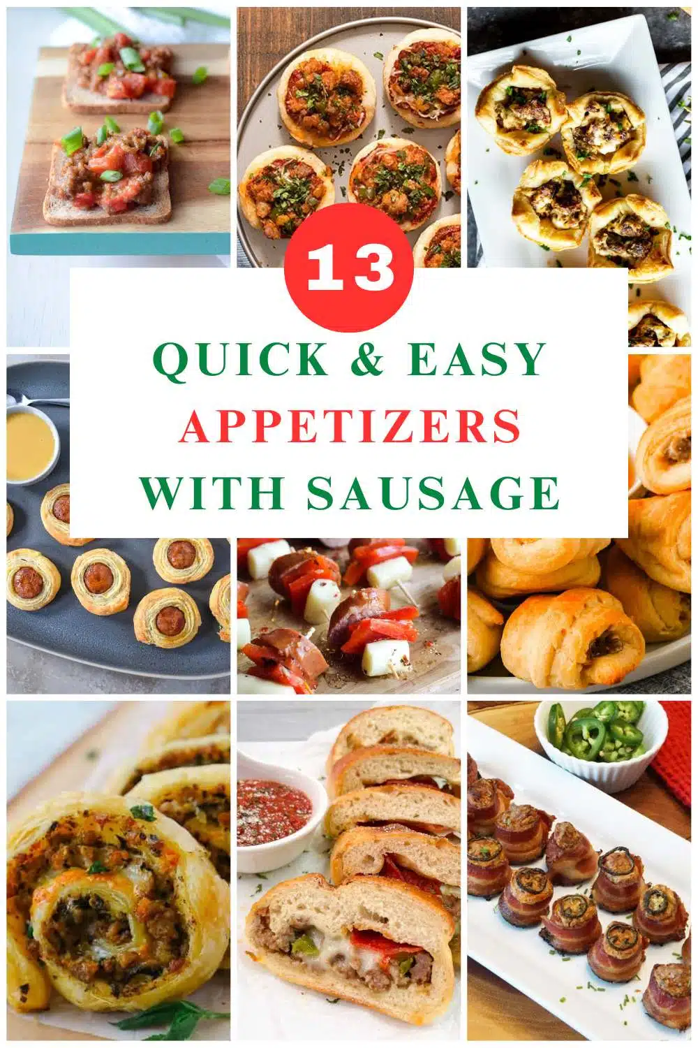 Appetizers with Sausage collage with text