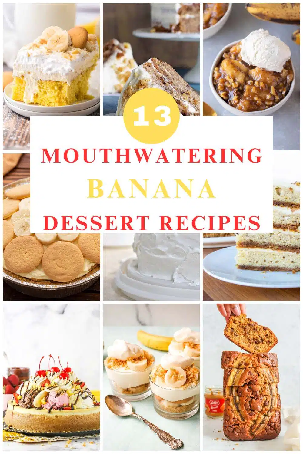 banana recipes collage with text