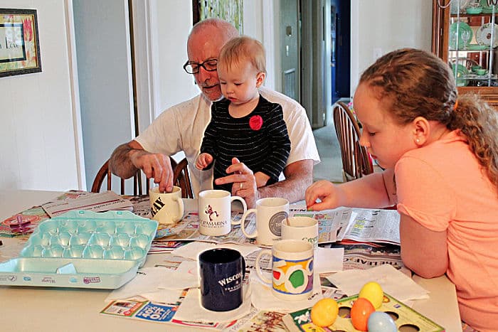Dyeing Easter eggs with the grandkids