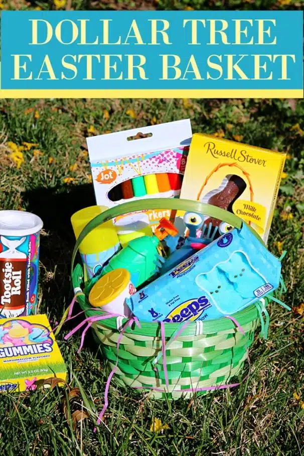 Dollar Tree Easter Gift Basket idea for kids or adults