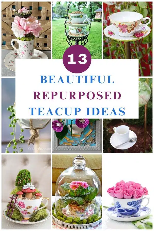 upcycled teacup craft collage