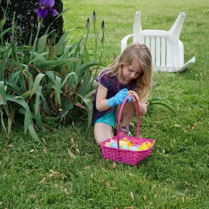 Sofi hunting Easter eggs