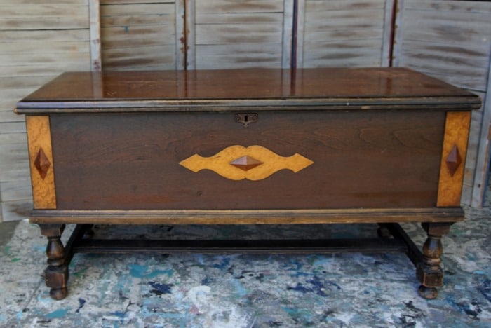 cedar chest before makeover