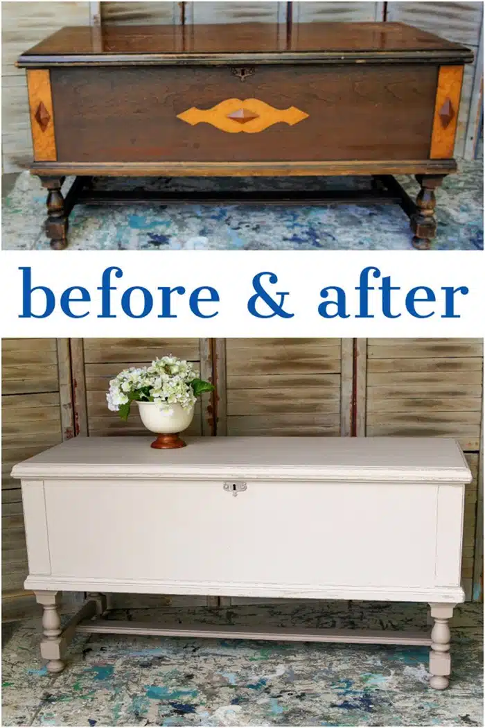 cedar chest makeover with Dixie Belle Paint