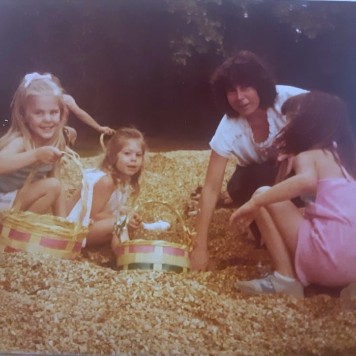 cousins with Easter baskets