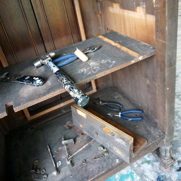 how to remove old wood parts inside a cabinet