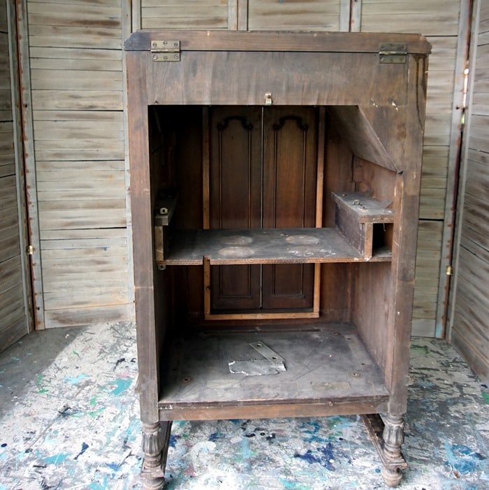 old radio cabinet without the radio