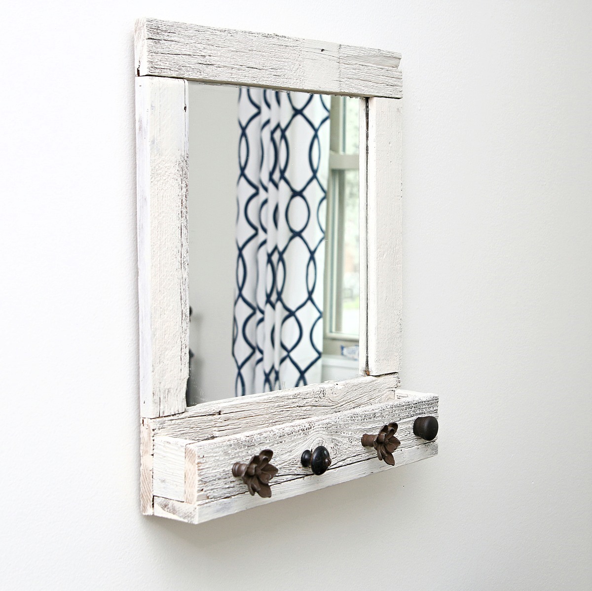 rustic farmhouse style mirror jewelry organizer