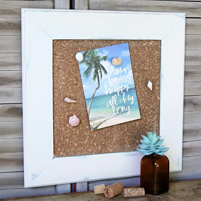DIY Cork Board and DIY seashell pushpins nautical or beach decor