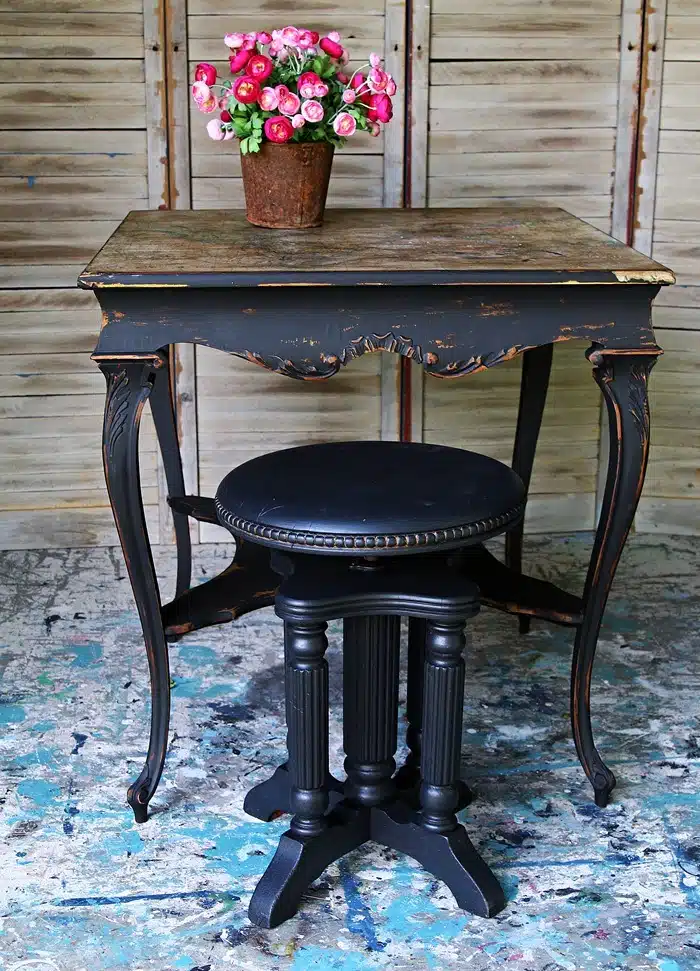 How To Paint An Antique Piano Stool With Dixie Belle Paint Color Caviar