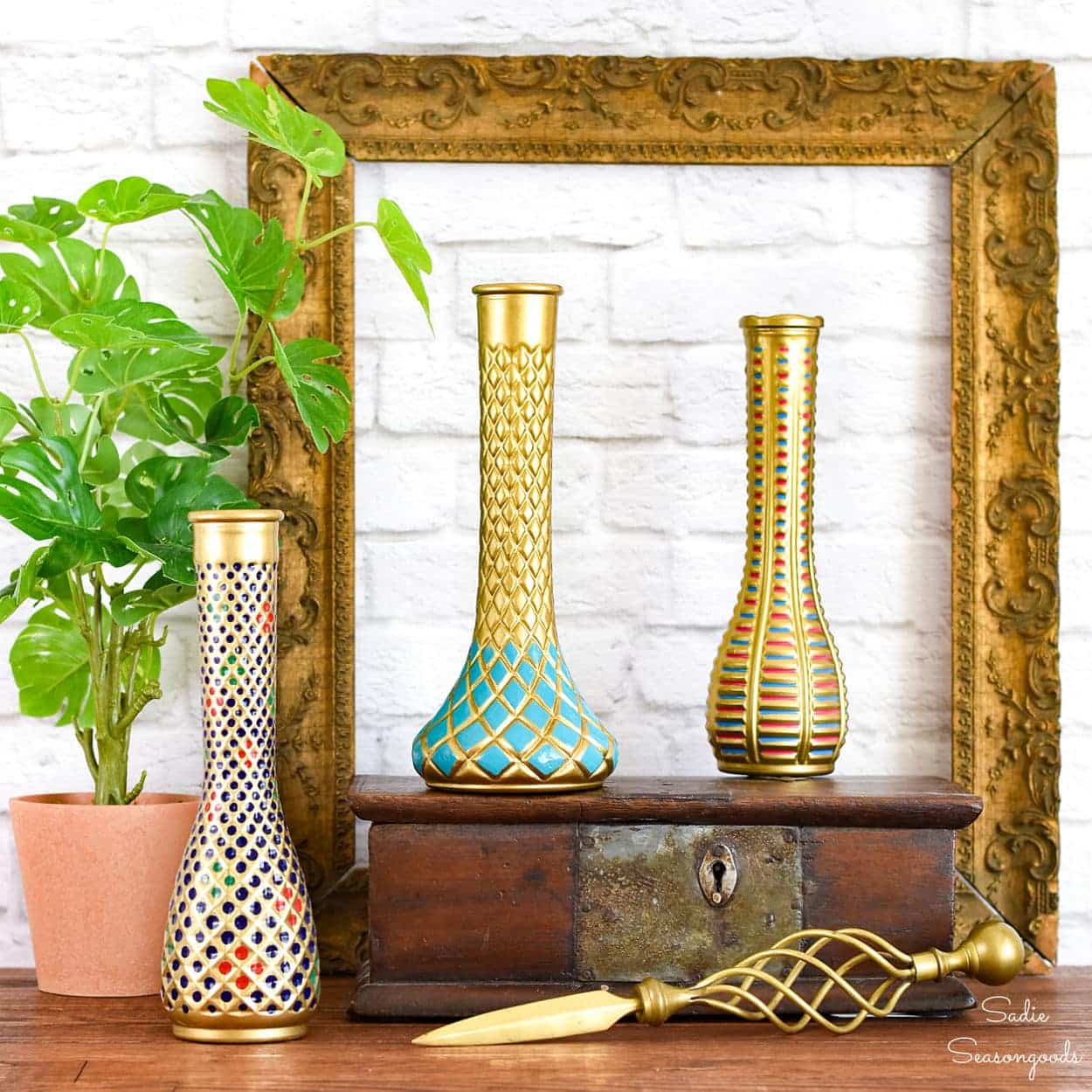 fake cloisonne vases with paint