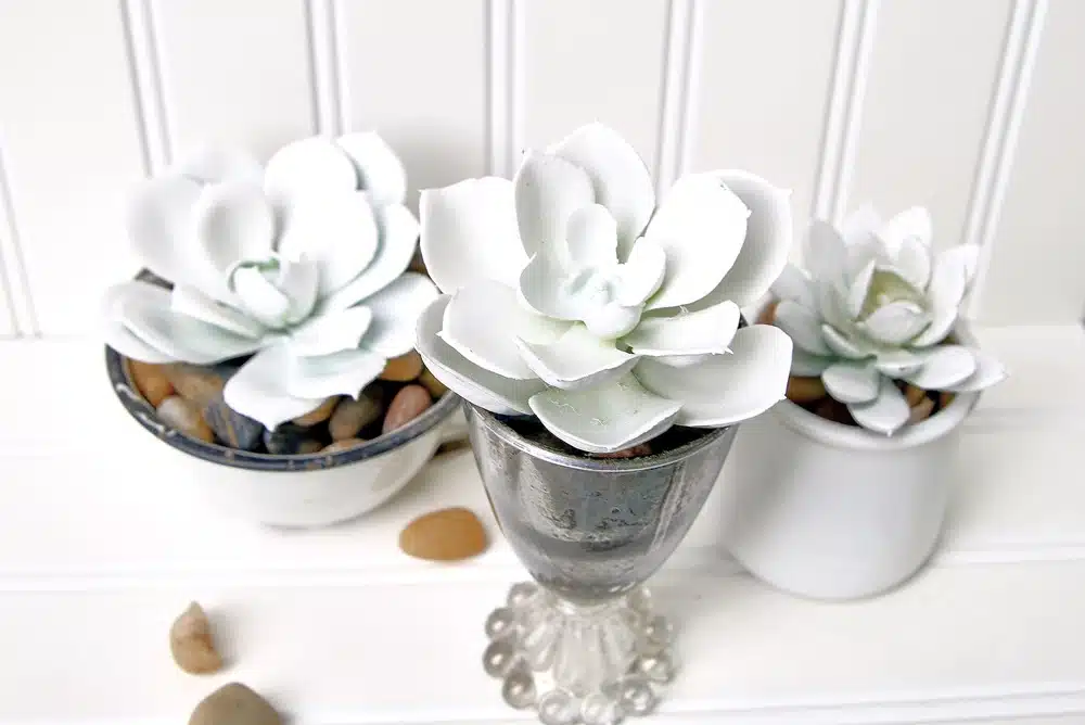 Spray Paint Faux Succulents White For Spring Decor