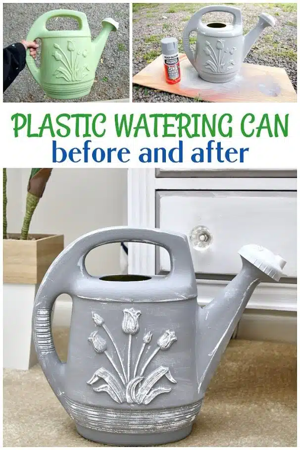 how to paint a plastic watering can with spray paint