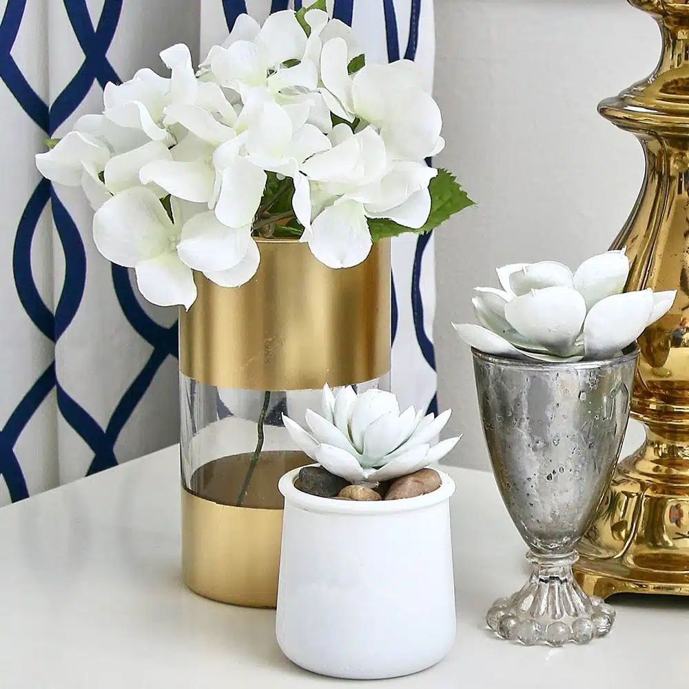 how to use spray paint to update faux succulents for Spring decor
