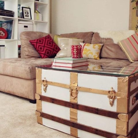 metallic gold painted trunk