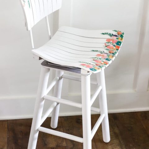 painted bar stool with napkins