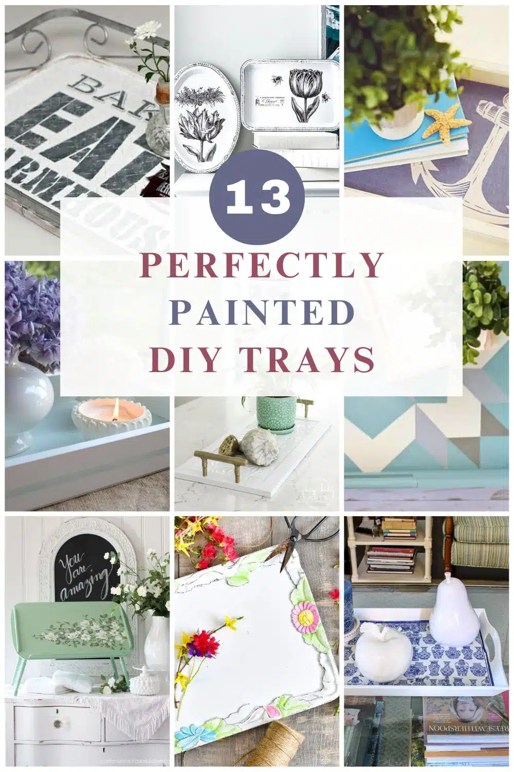 painted diy trays collage with text overlay
