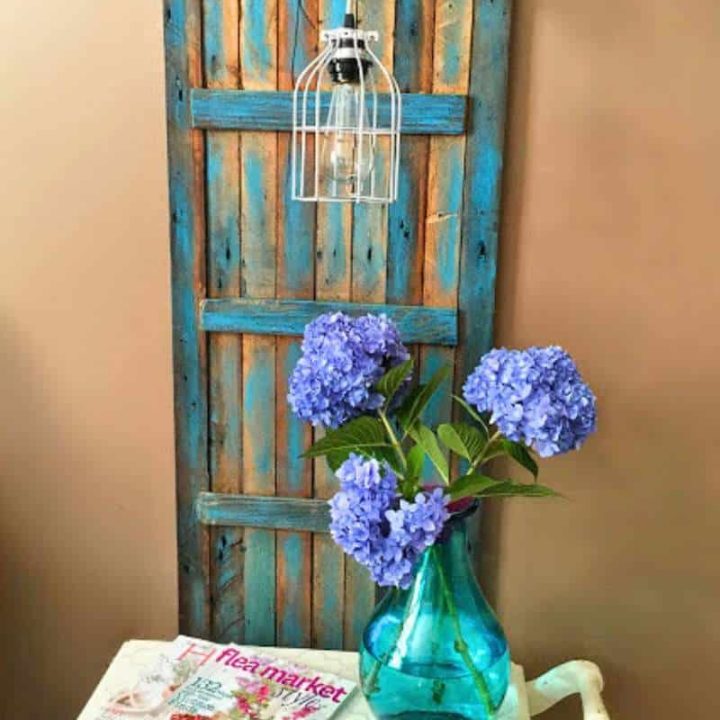 old door updated turquoise paint