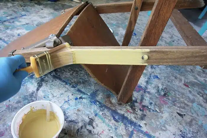painting furniture with yellow paint mix