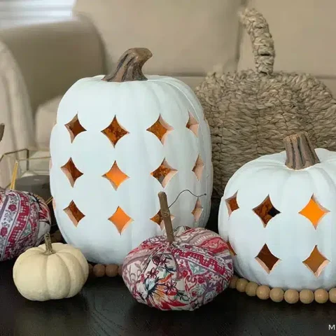 white foam pumpkins boho decor