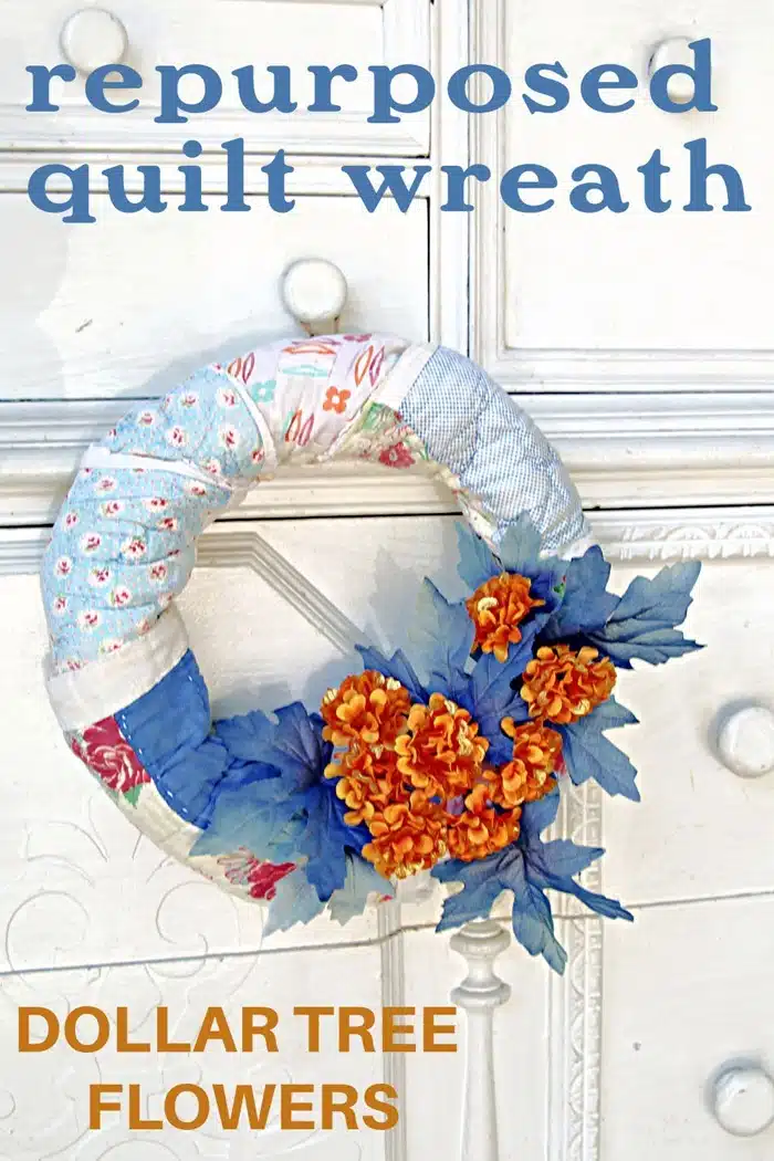 repurposed quilt wreath