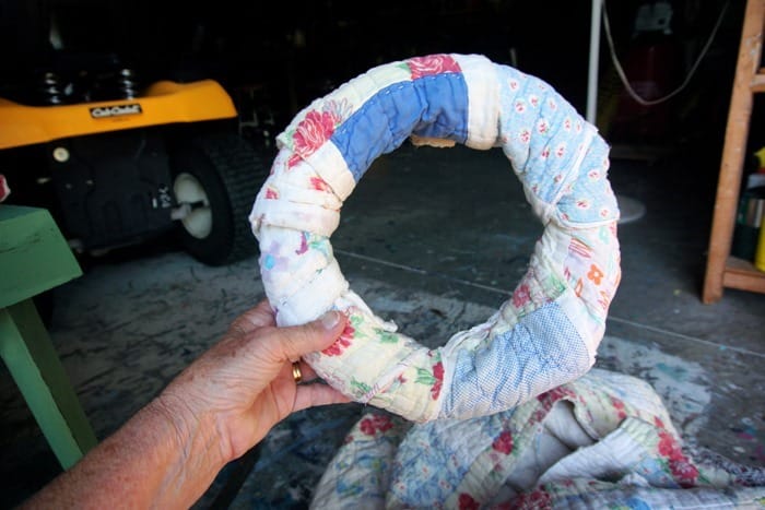 upcycled vintage quilt wreath