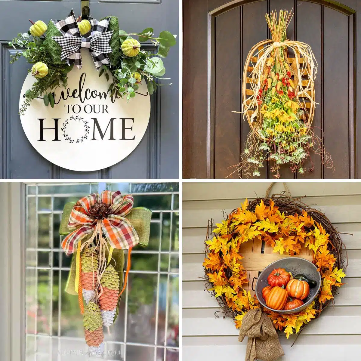 collage with 4 fall door hangers