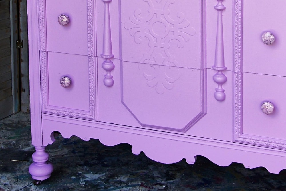 dazzling chest of drawers painted with lilac paint