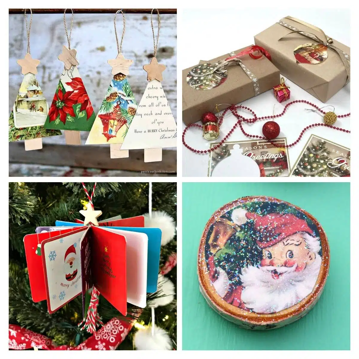 how to repurpose old Christmas cards into home decor